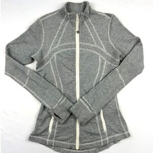 Lululemon Define Jacket Grey White Herringbone Full Zip Slim Fit Size 6